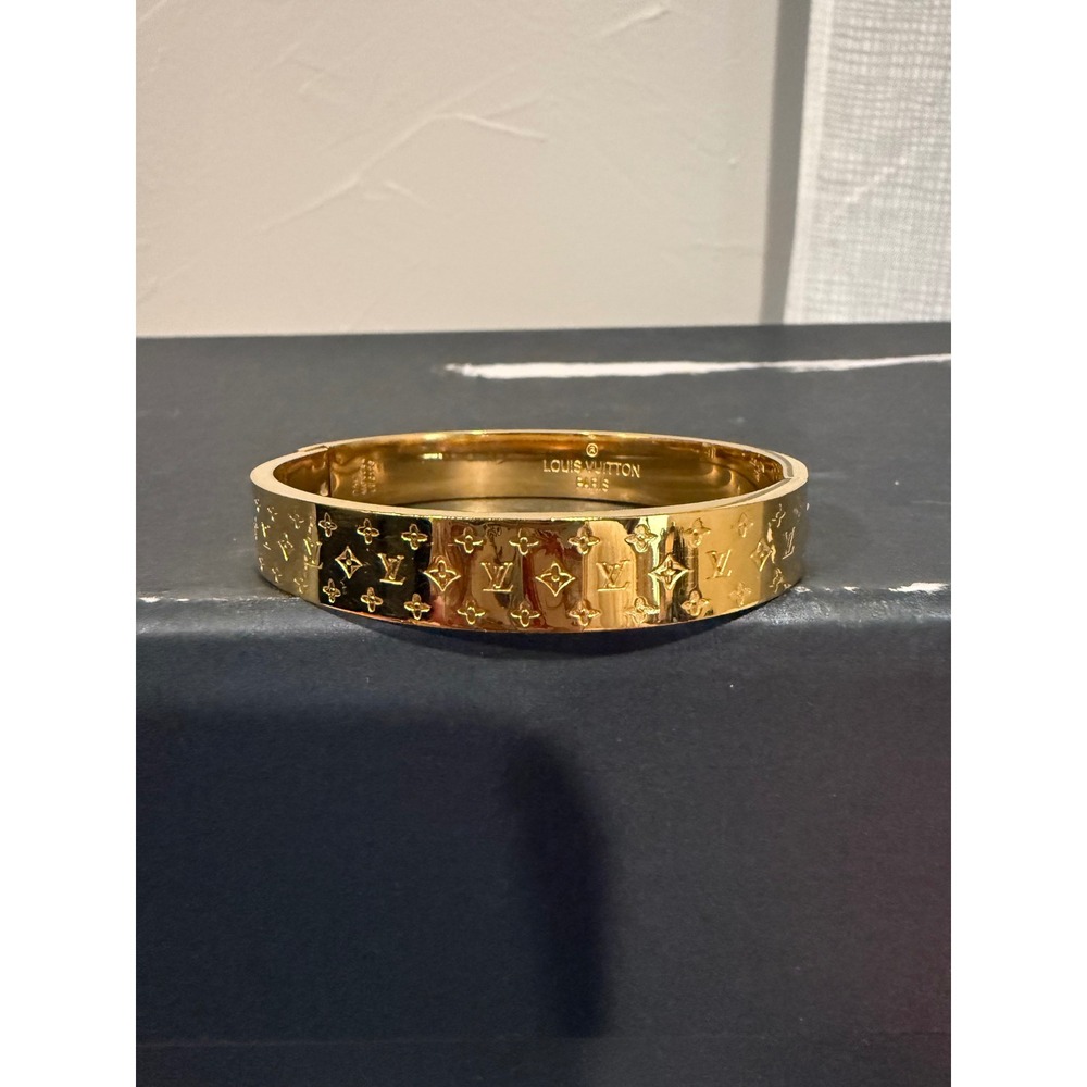 Louis Vuitton Nanogram Bangle Bracelet Women S Gold Excellent Monogram M00254